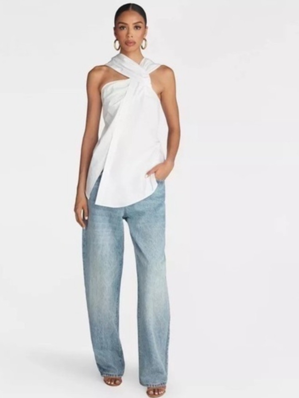 KBB by Kahlana White The Twist Neck Sleeveless Minimalist Tunic Shirt Size 2X